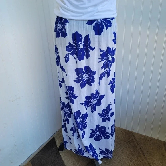 Victoria Secret Raceback Dress Flowers Blue White Maxi Long Modal Soft Short S - Picture 2 of 15